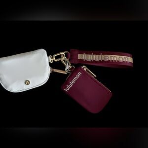 Lululemon Athletica Burgundy and White Dual Pouch Wristlet Set